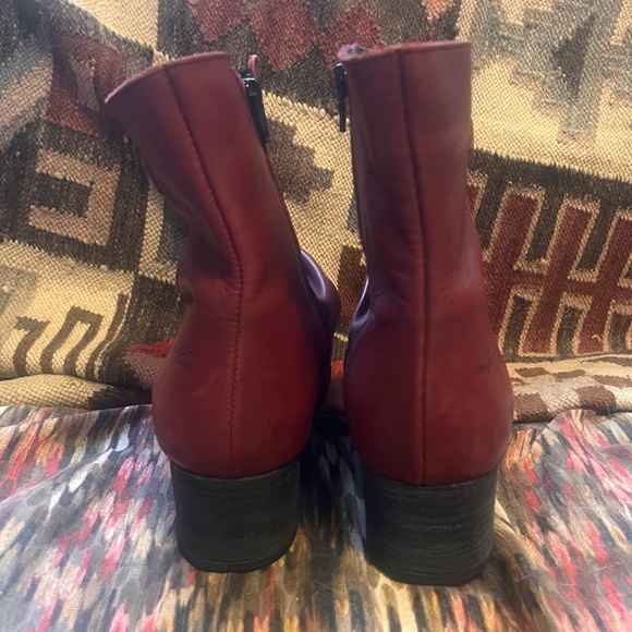 🆕 Bos & Co • red ankle leather booties with side zipper - Picture 4 of 11